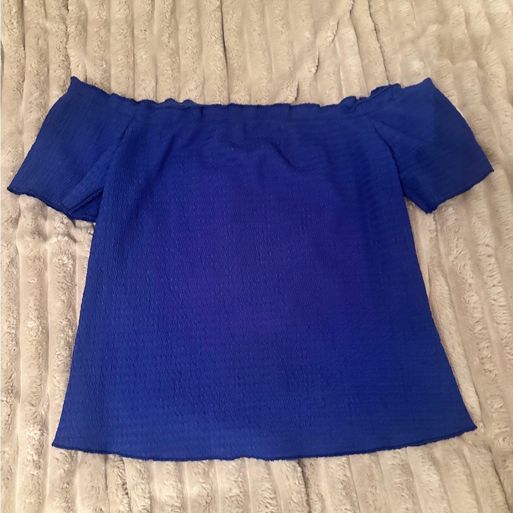 SHEIN Off-Shoulder Crop Top in Royal Blue